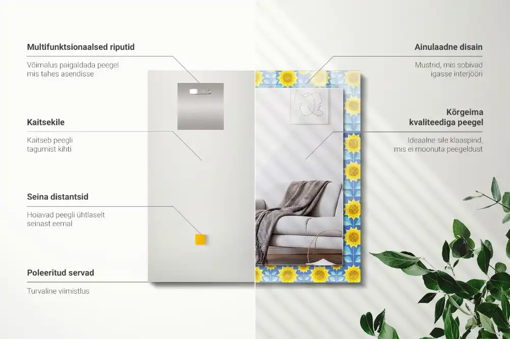 Tiskano pravokotne ogledalo Vzorec listov sončnic