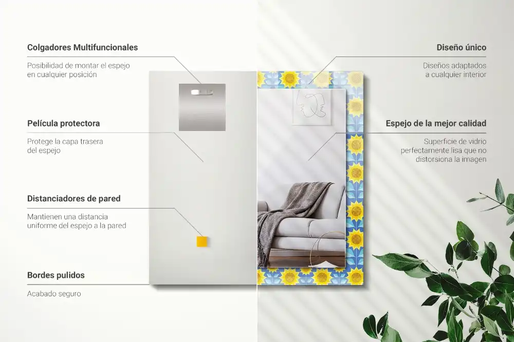 Tiskano pravokotne ogledalo Vzorec listov sončnic