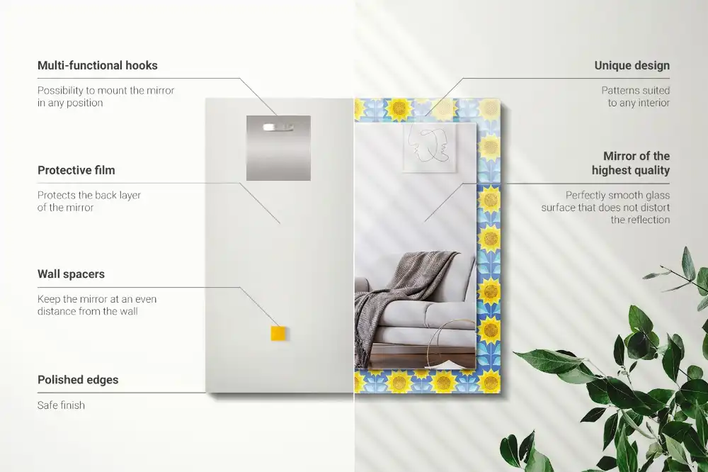 Tiskano pravokotne ogledalo Vzorec listov sončnic