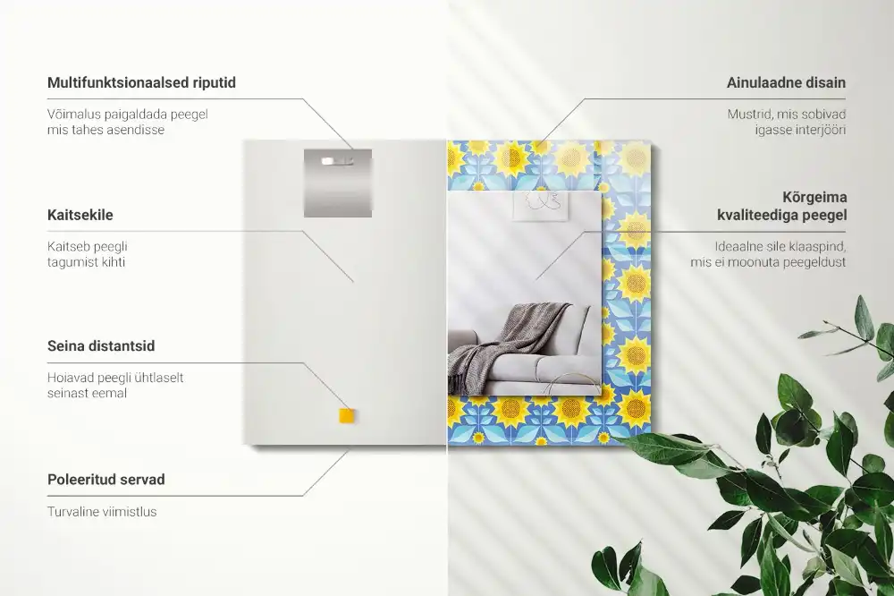 Tiskano pravokotne ogledalo Vzorec listov sončnic