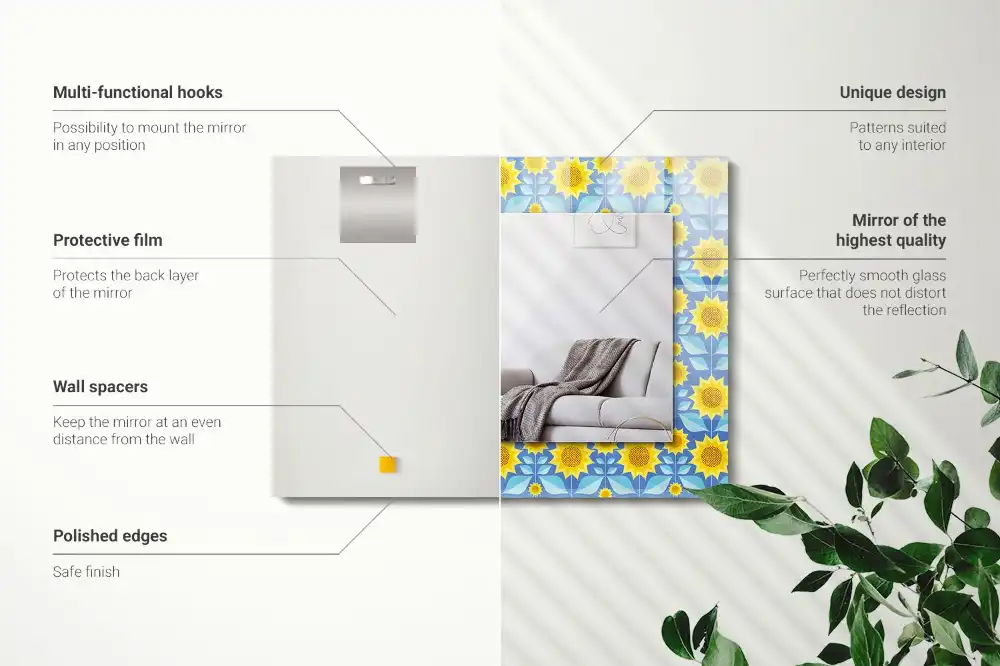 Tiskano pravokotne ogledalo Vzorec listov sončnic