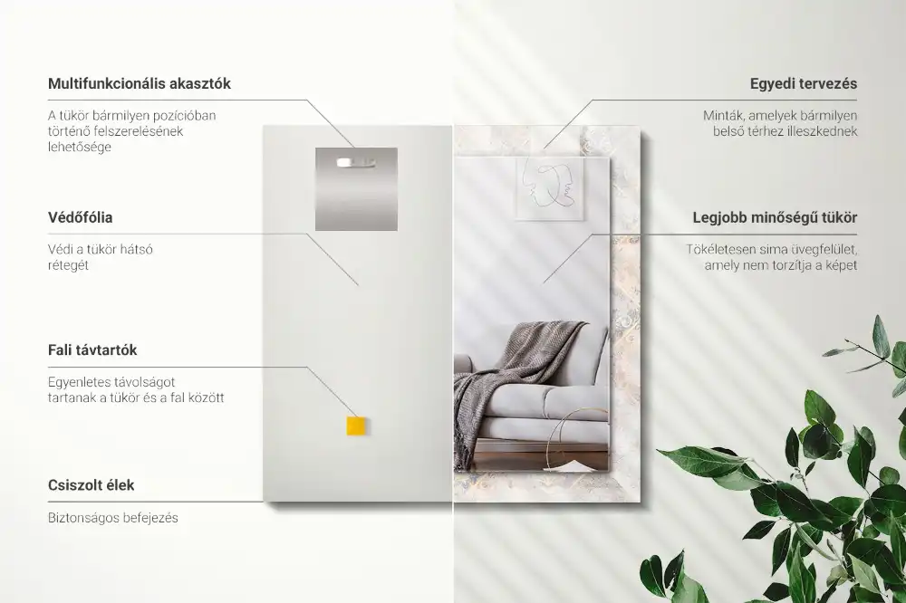 Pravokotne okrasno ogledalo Vzorčaste ploščice