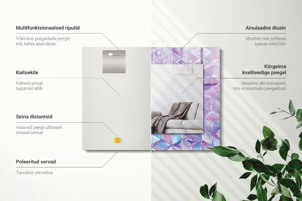 Pravokotne okrasno ogledalo Prozorne barvne kocke