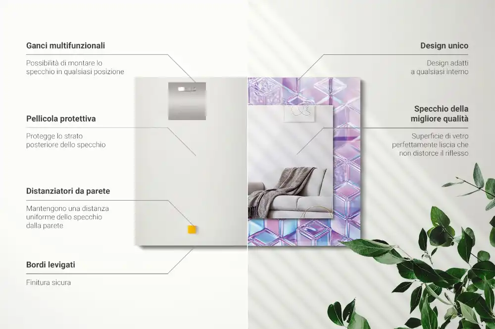 Pravokotne okrasno ogledalo Prozorne barvne kocke