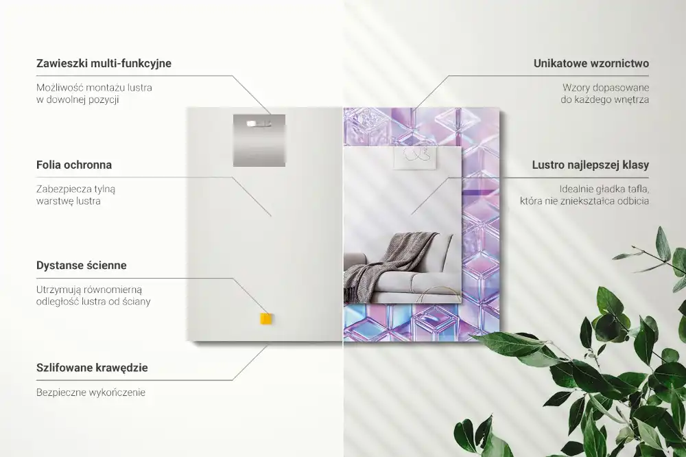 Pravokotne okrasno ogledalo Prozorne barvne kocke