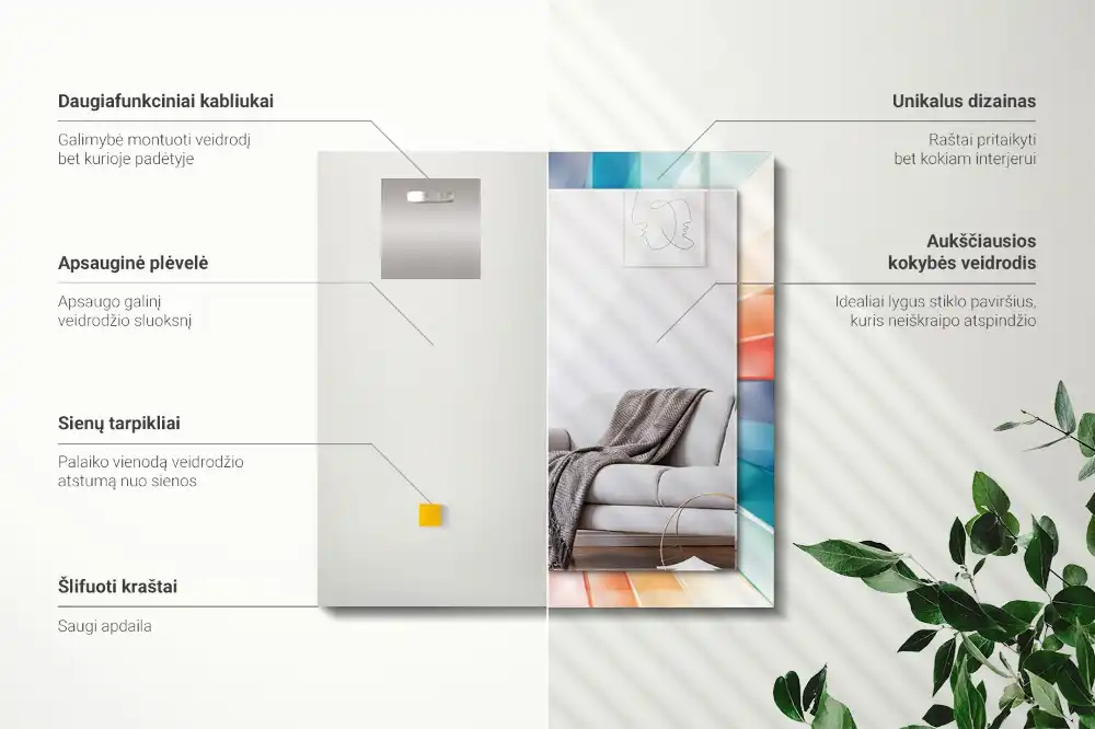 Tiskano pravokotne ogledalo Barviti svetlobni žarki