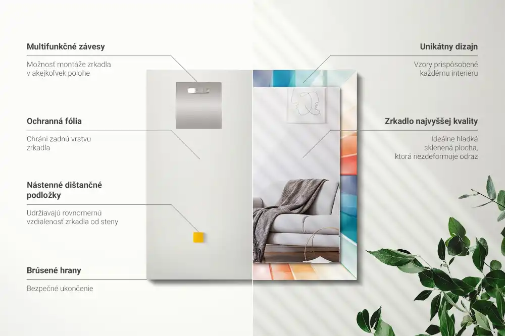 Tiskano pravokotne ogledalo Barviti svetlobni žarki