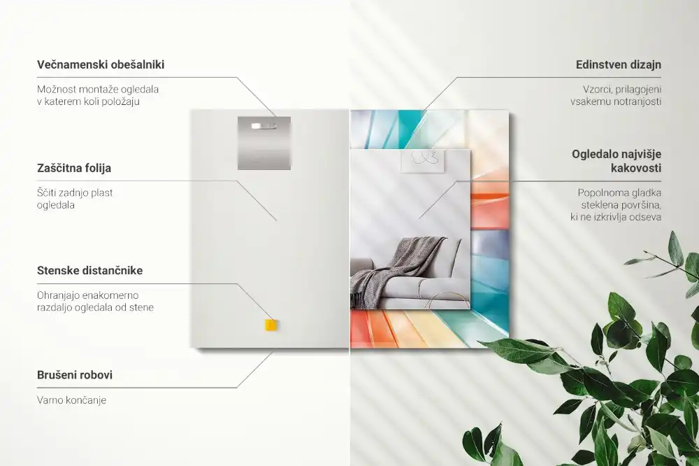 Tiskano pravokotne ogledalo Barviti svetlobni žarki