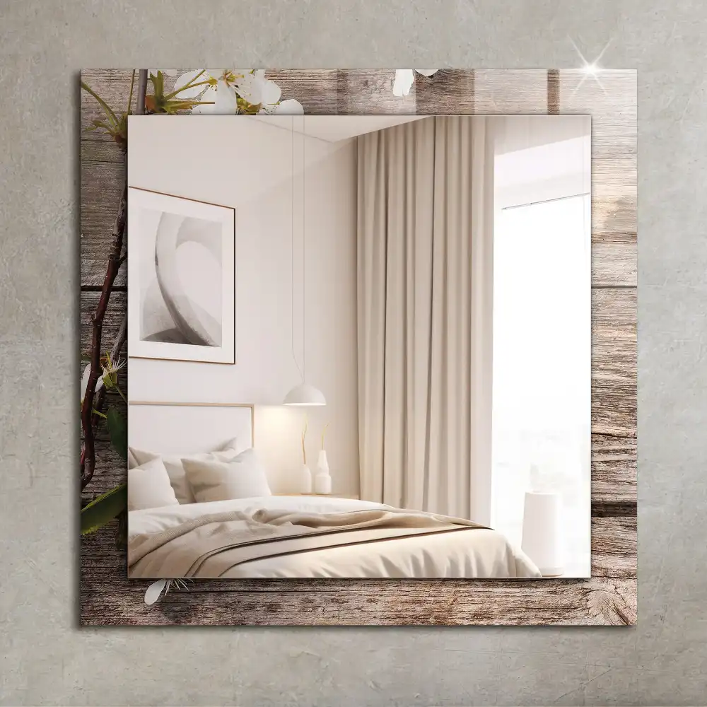 Pravokotne okrasno ogledalo Rože na lesu