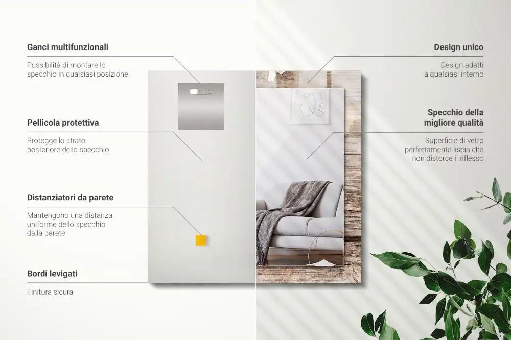 Pravokotne okrasno ogledalo Rože na lesu