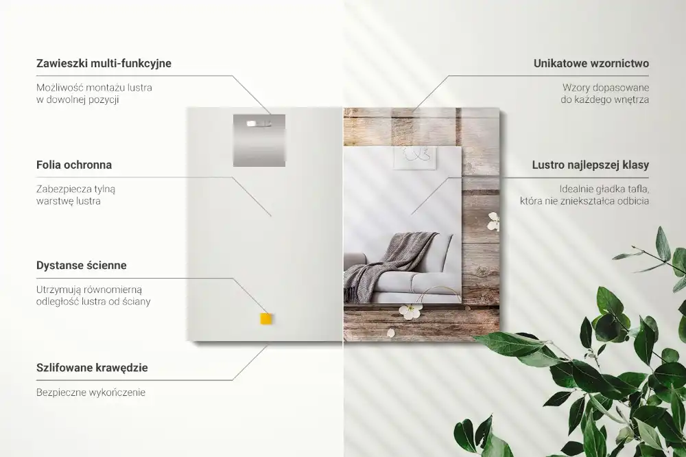 Pravokotne okrasno ogledalo Rože na lesu