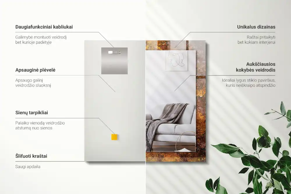 Tiskano pravokotne ogledalo Zarjavela kovinska površina