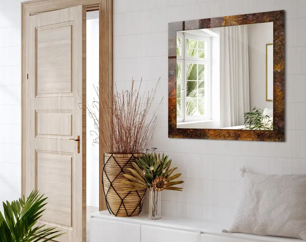 Tiskano pravokotne ogledalo Zarjavela kovinska površina