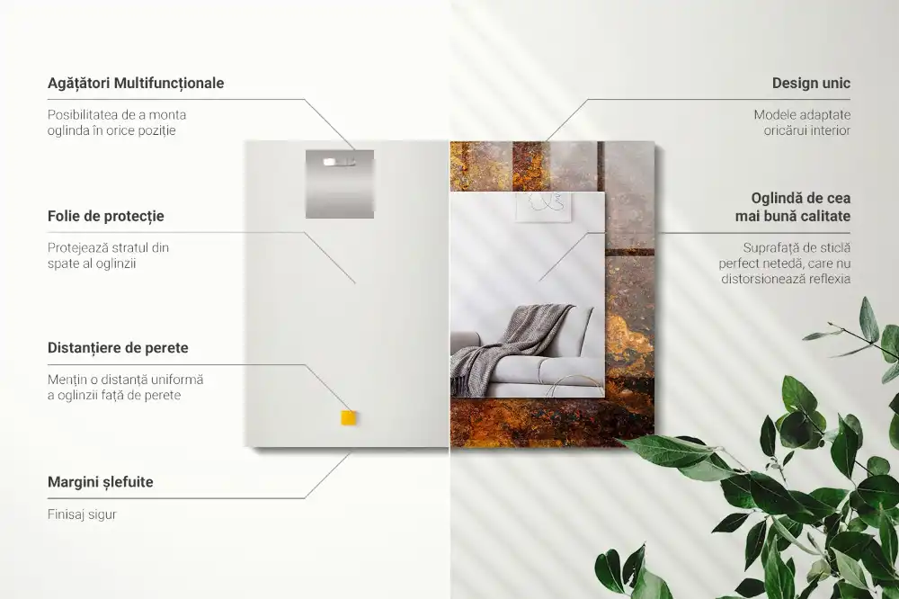 Tiskano pravokotne ogledalo Zarjavela kovinska površina