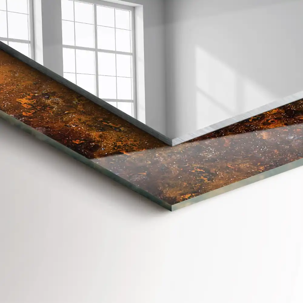 Tiskano pravokotne ogledalo Zarjavela kovinska površina