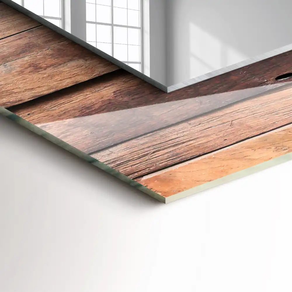 Pravokotne ogledalo s potiskanim okvirjem Lesena stenska plošča