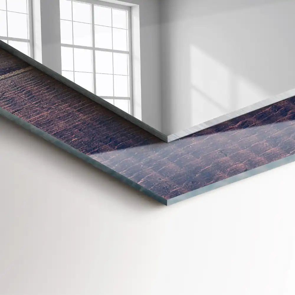 Tiskano pravokotne ogledalo Roza tulipani les