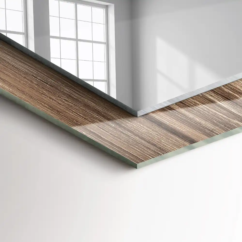 Pravokotne ogledalo s potiskanim okvirjem Lesene talne deske