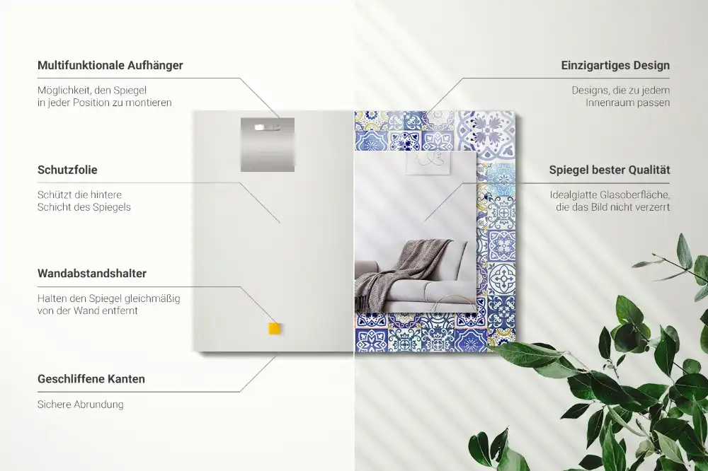 Pravokotne okrasno ogledalo Barvite mozaične ploščice