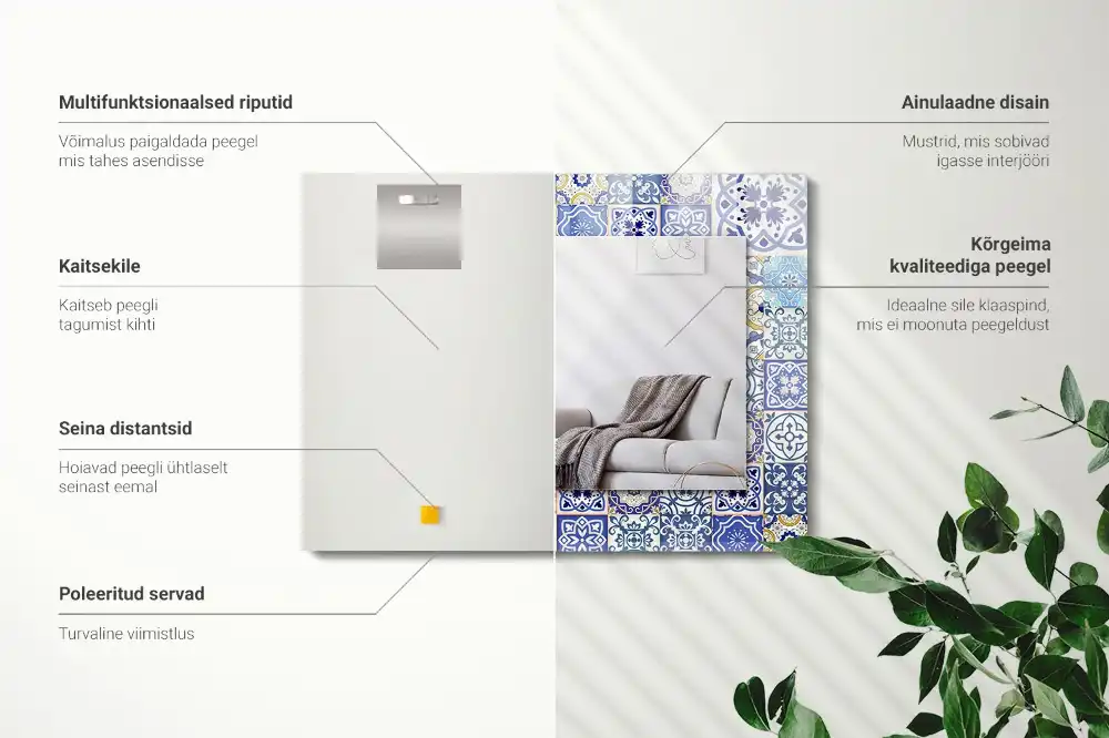 Pravokotne okrasno ogledalo Barvite mozaične ploščice