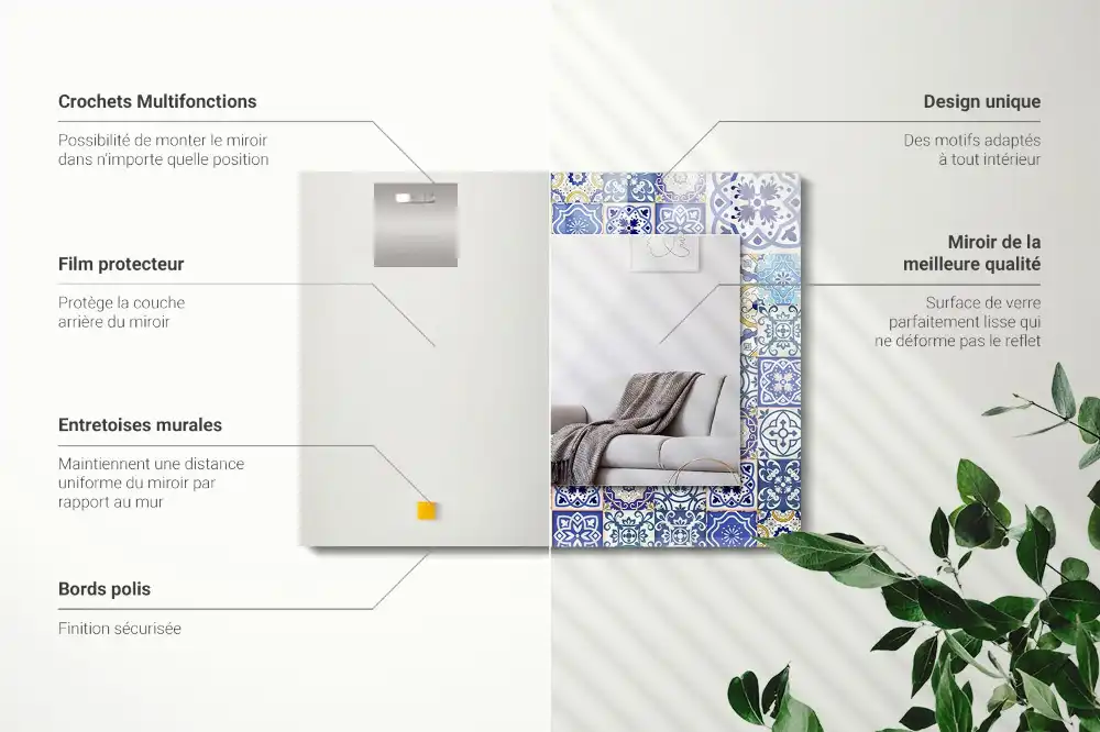 Pravokotne okrasno ogledalo Barvite mozaične ploščice