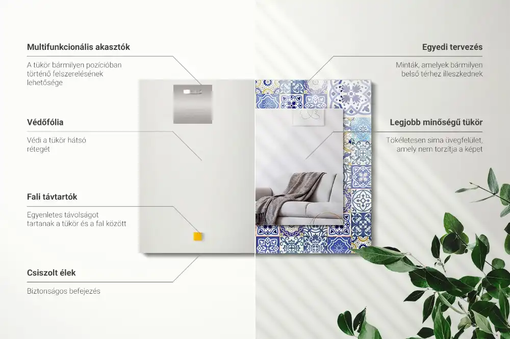 Pravokotne okrasno ogledalo Barvite mozaične ploščice