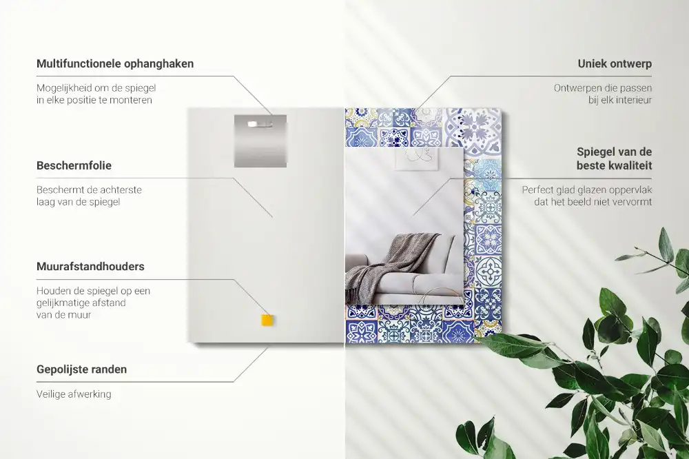 Pravokotne okrasno ogledalo Barvite mozaične ploščice