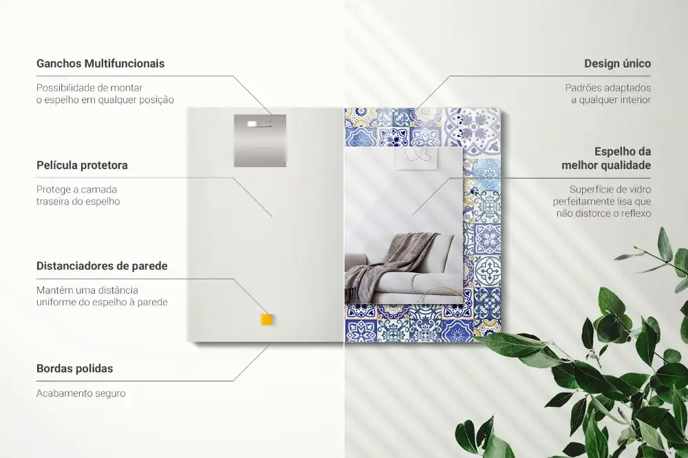 Pravokotne okrasno ogledalo Barvite mozaične ploščice