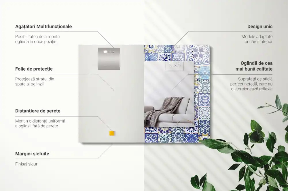 Pravokotne okrasno ogledalo Barvite mozaične ploščice