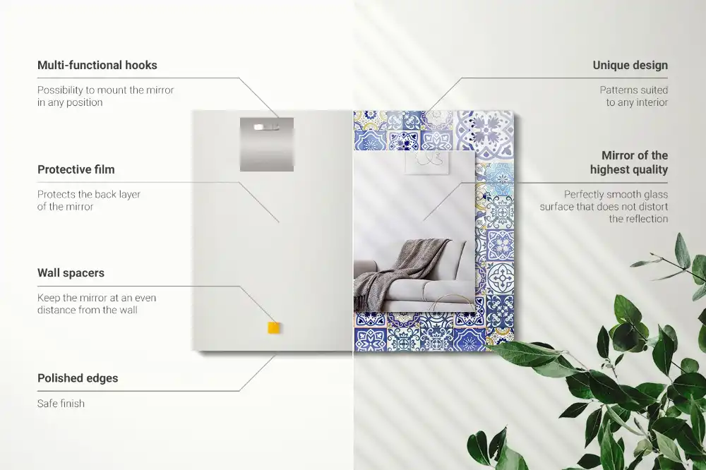 Pravokotne okrasno ogledalo Barvite mozaične ploščice