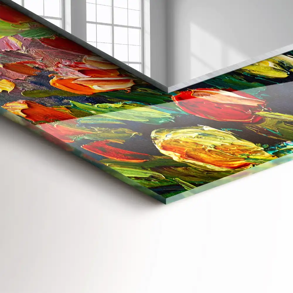 Tiskano pravokotne ogledalo Polje tulipanov