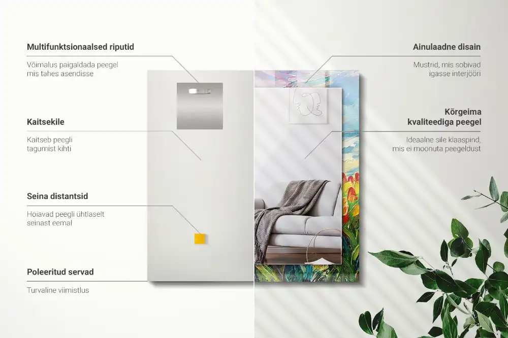 Tiskano pravokotne ogledalo Polje tulipanov