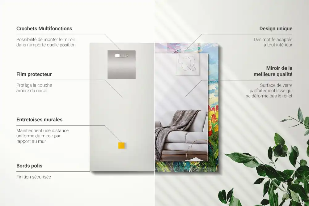 Tiskano pravokotne ogledalo Polje tulipanov