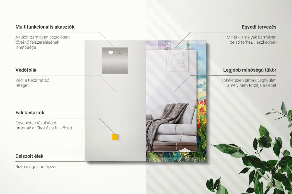 Tiskano pravokotne ogledalo Polje tulipanov