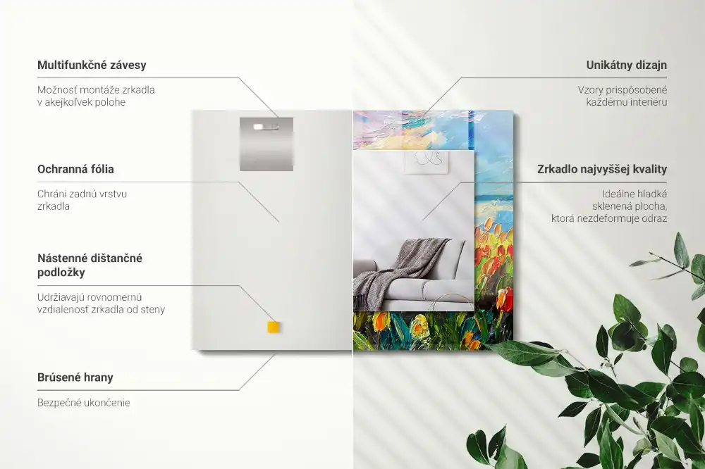 Tiskano pravokotne ogledalo Polje tulipanov