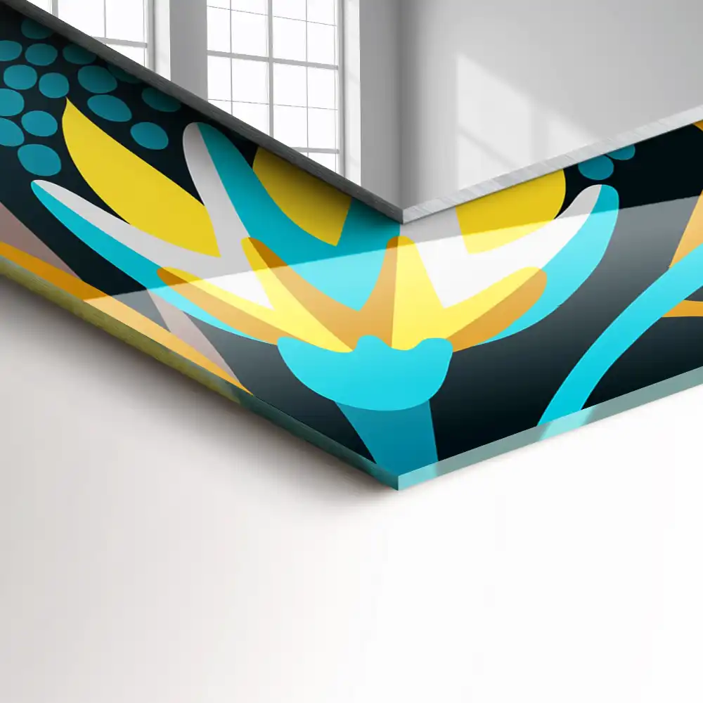 Pravokotne ogledalo s potiskanim okvirjem Vzorci cvetja in listov