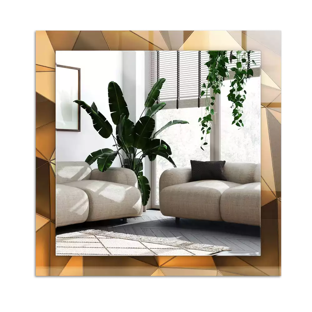 Pravokotne okrasno ogledalo Zlati geometrijski vzorci