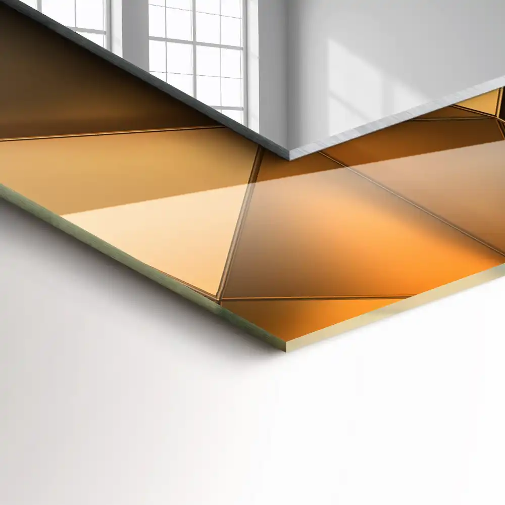 Pravokotne okrasno ogledalo Zlati geometrijski vzorci