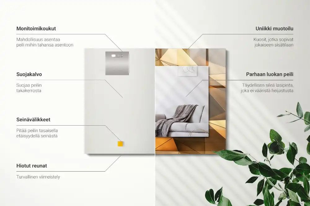 Pravokotne okrasno ogledalo Zlati geometrijski vzorci