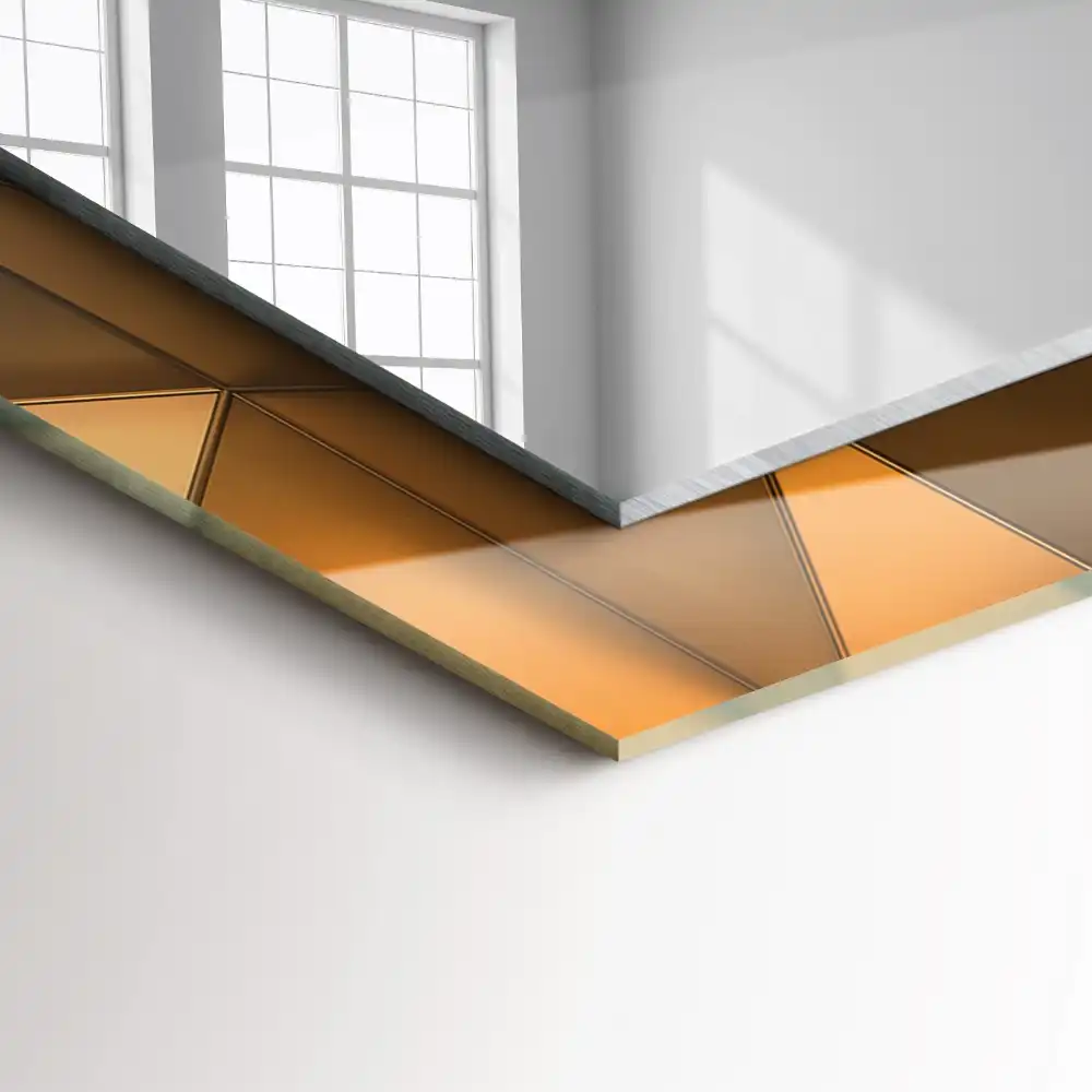 Pravokotne okrasno ogledalo Zlati geometrijski vzorci