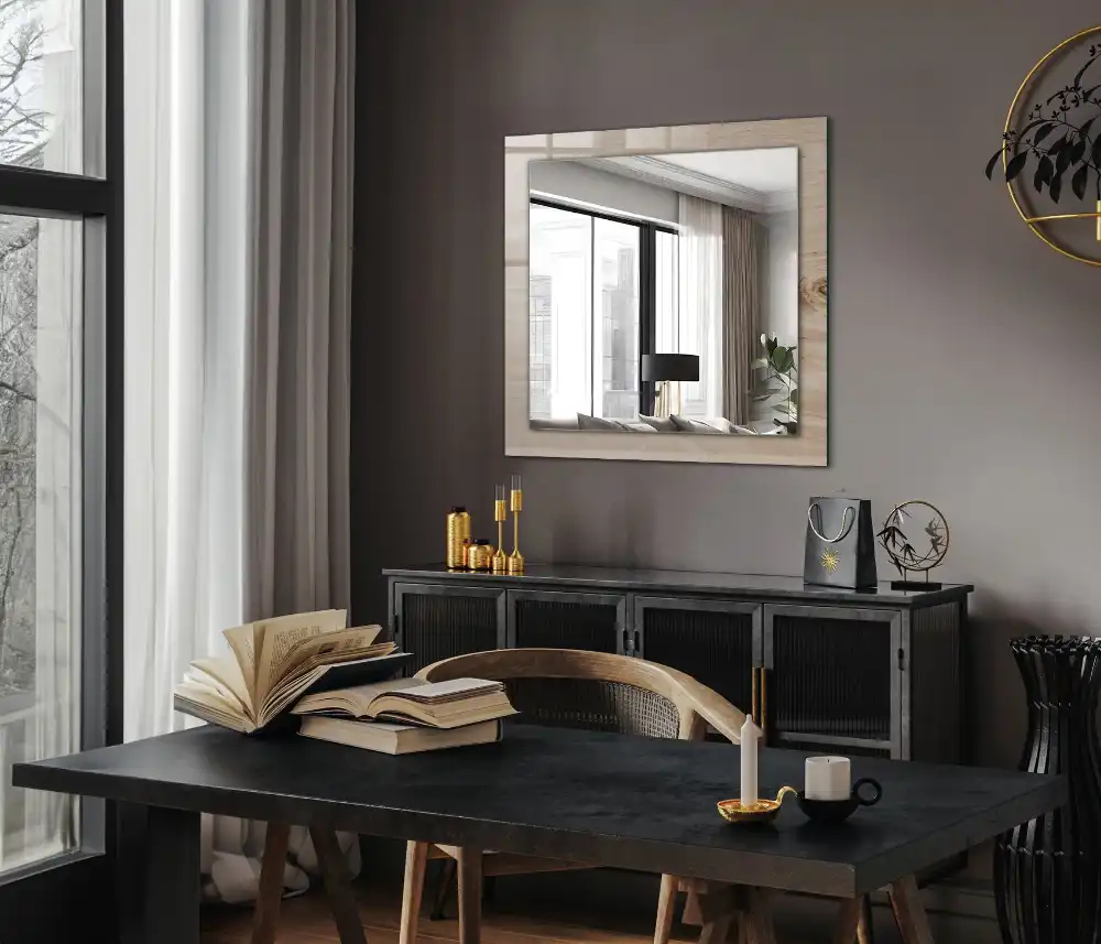 Pravokotne ogledalo s potiskanim okvirjem Les z grčami