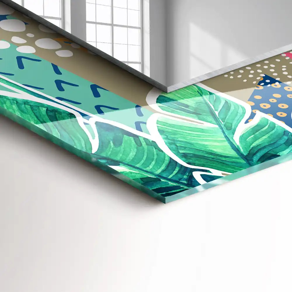 Pravokotne okrasno ogledalo Rože in listi