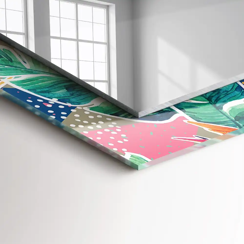 Pravokotne okrasno ogledalo Rože in listi