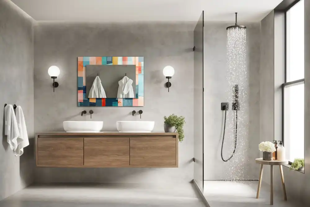 Pravokotne okrasno ogledalo Barviti abstraktni pravokotniki