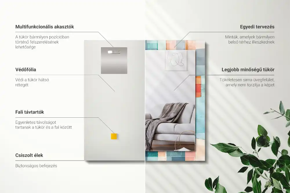 Pravokotne okrasno ogledalo Barviti abstraktni pravokotniki