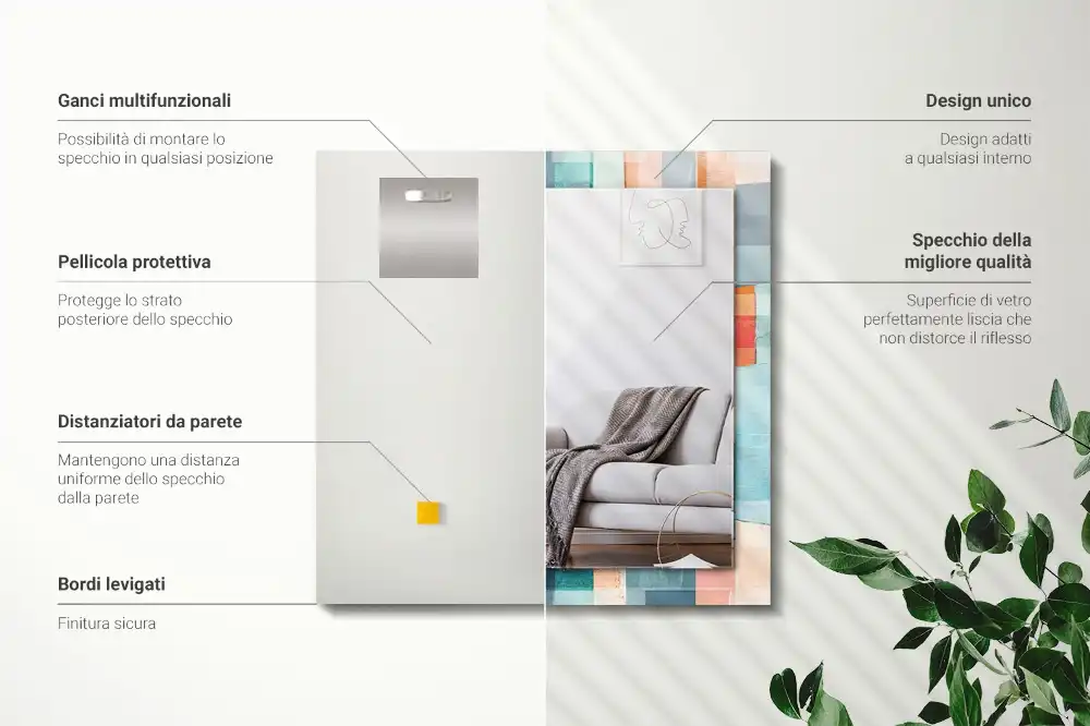 Pravokotne okrasno ogledalo Barviti abstraktni pravokotniki