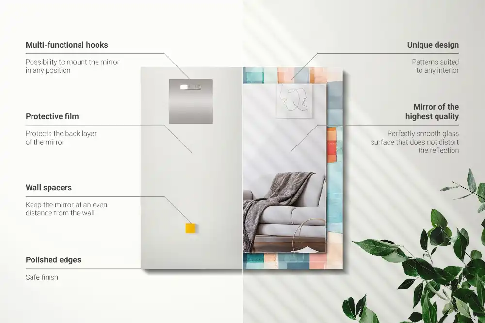 Pravokotne okrasno ogledalo Barviti abstraktni pravokotniki