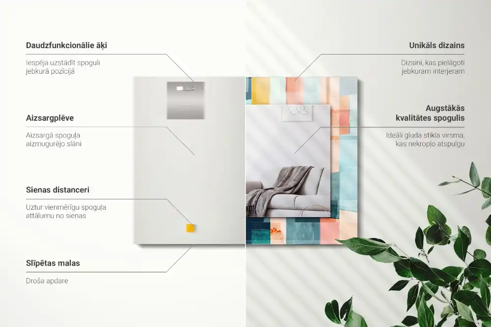 Pravokotne okrasno ogledalo Barviti abstraktni pravokotniki