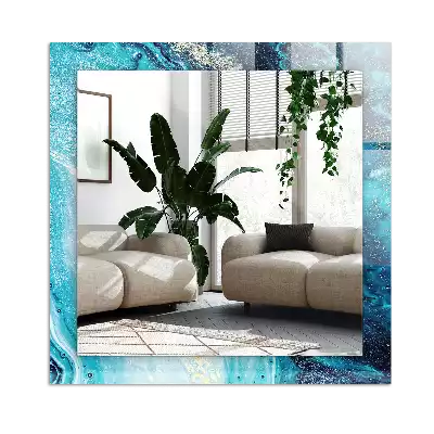 Tiskano pravokotne ogledalo Abstraktna modra umetnost