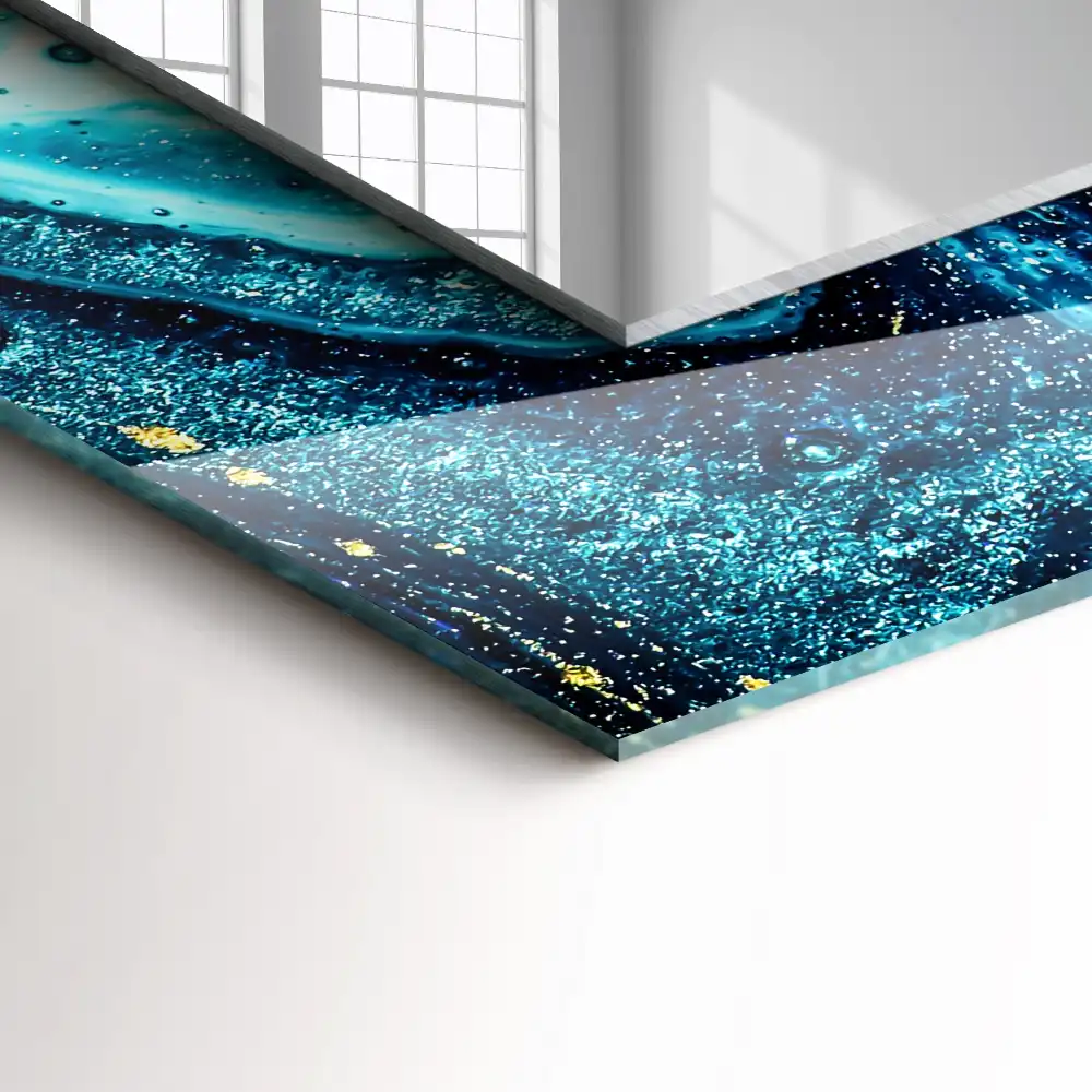 Tiskano pravokotne ogledalo Abstraktna modra umetnost